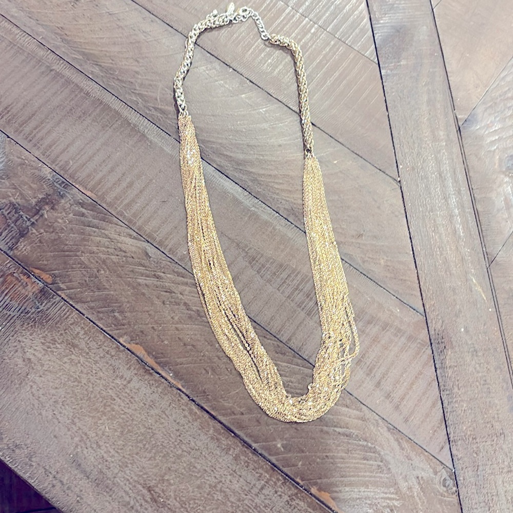 Beautiful Ann Taylor multi chain gold necklace